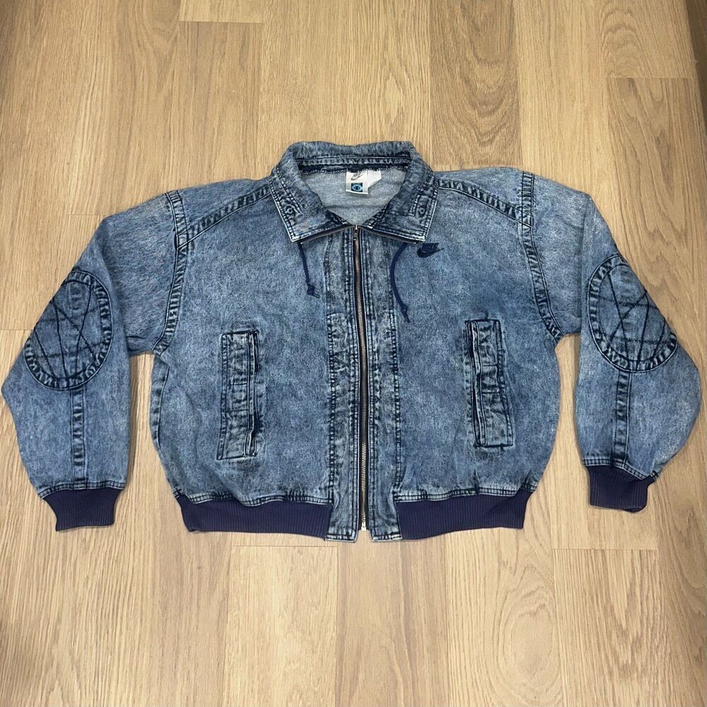 Nike Challenge Court Acid Wash Denim Jacket Andre Agassi Mens Large Vintage